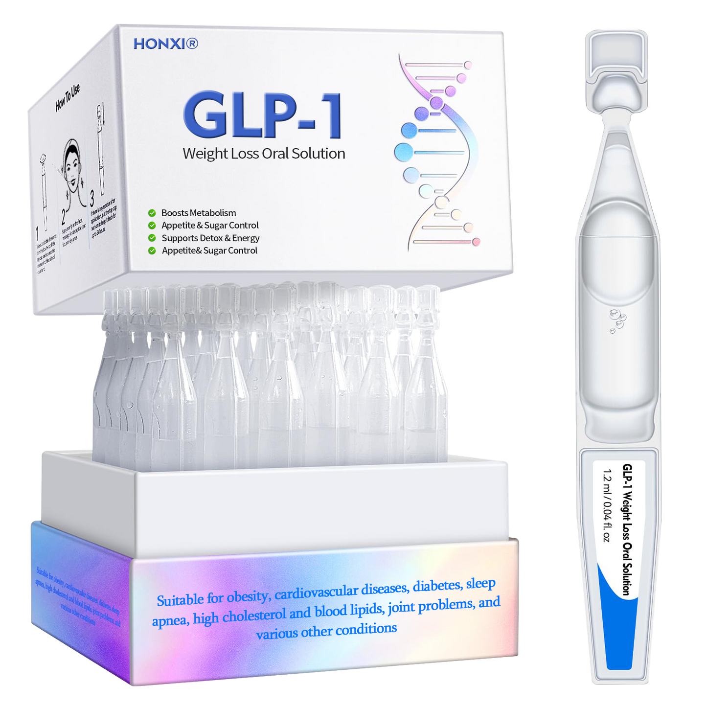 Honxi® GLP-1 Weight Loss Oral Solution ✅One dose a day — see results in 7 days👩⚕️Suitable for obesity, cardiovascular diseases, diabetes, sleep apnea, high cholesterol and blood lipids, joint problems, and various other conditions🚀
