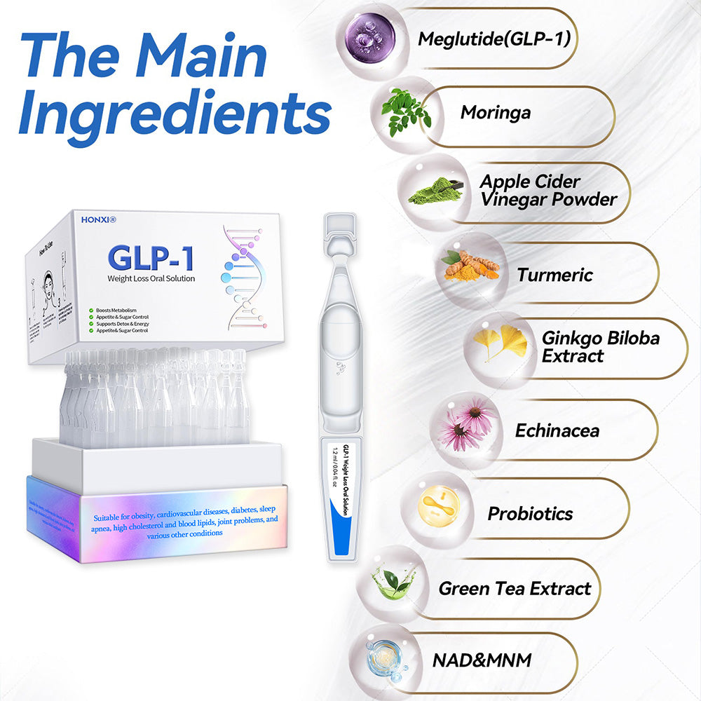 Honxi® GLP-1 Weight Loss Oral Solution ✅One dose a day — see results in 7 days👩⚕️Suitable for obesity, cardiovascular diseases, diabetes, sleep apnea, high cholesterol and blood lipids, joint problems, and various other conditions🚀
